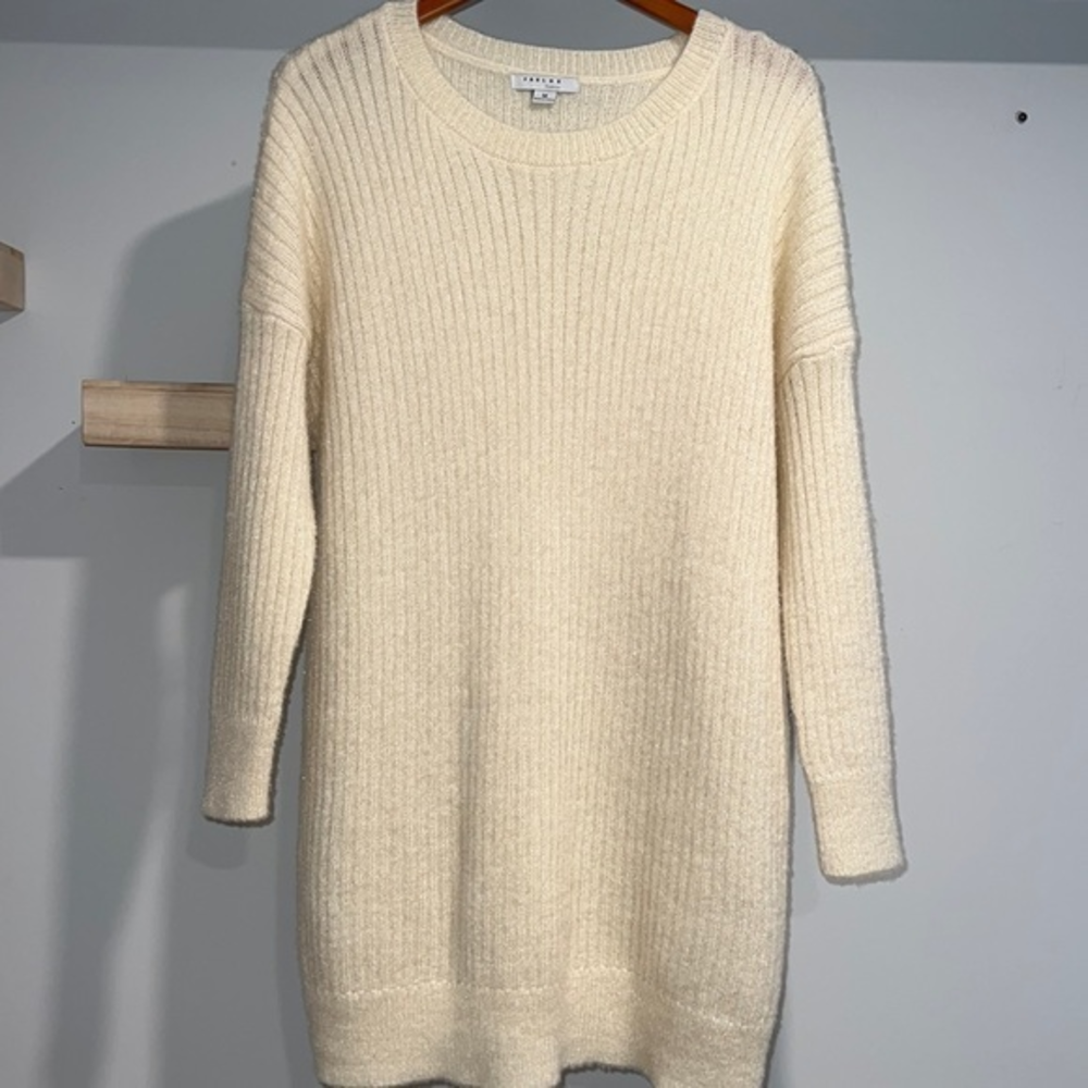 Cream long sleeve sweater dress